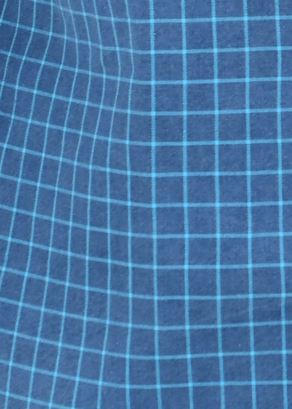 Indigo-Dyed 100% Cotton Check Shirt Sky Blue