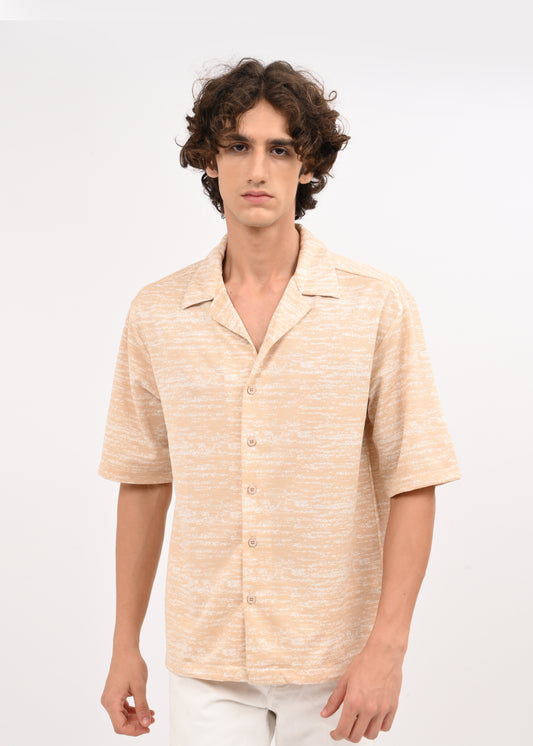 Cuban Collar Knitted Shirt Cream
