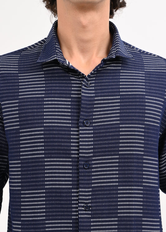 Self-Jacquard Shirt Navy