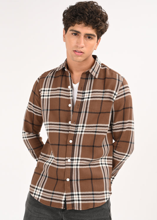 Classic Bold Check Shirt Brown