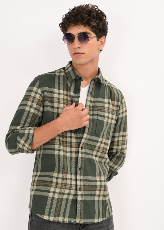 Multi-Colored Classic Check Shirt Green