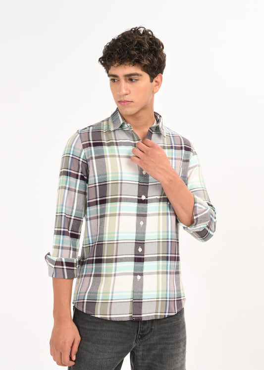 Multi-Colored Classic Check Shirt Sky Blue