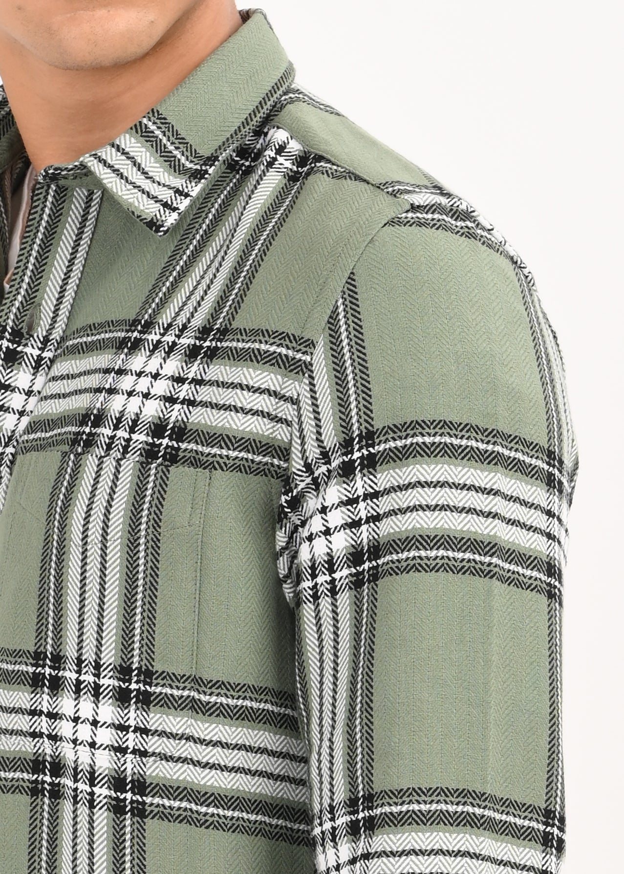 Herringbone Check Shirt Lt Green