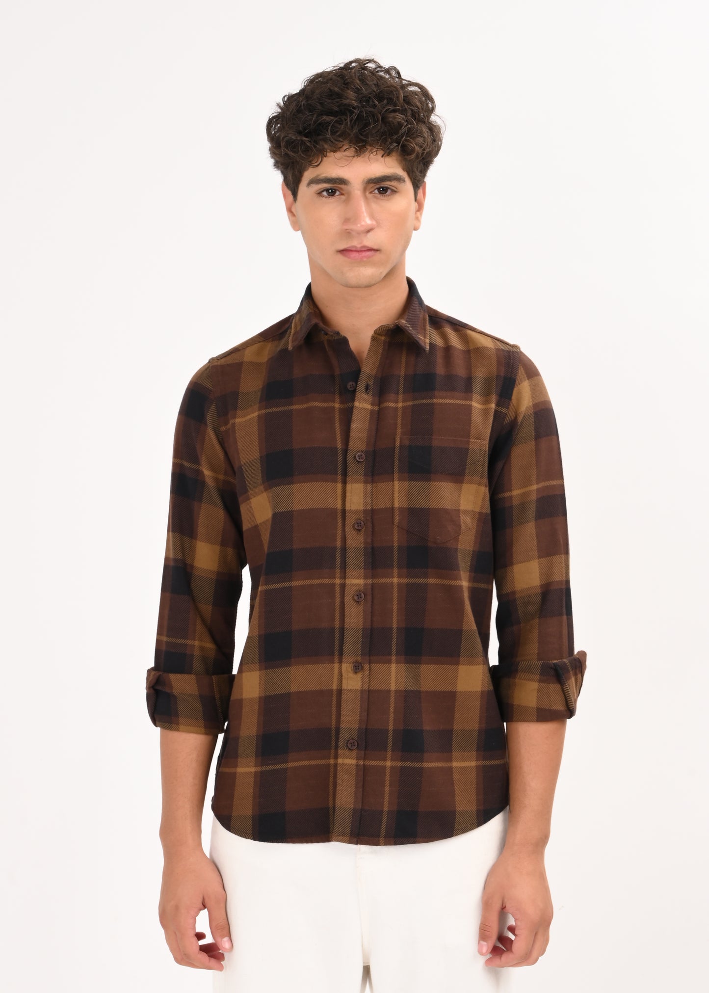 Multi-Colored Classic Check Shirt Coffee