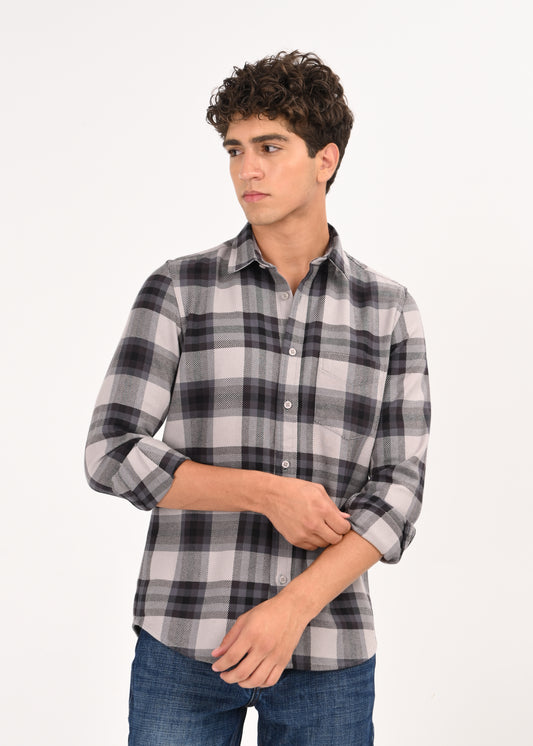 Multi-Colored Classic Check Shirt Grey