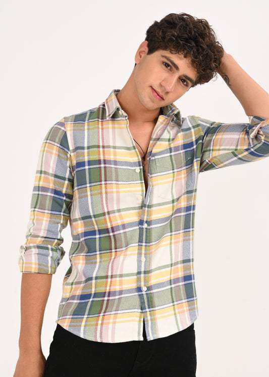 Multi-Colored Classic Check Shirt Yellow