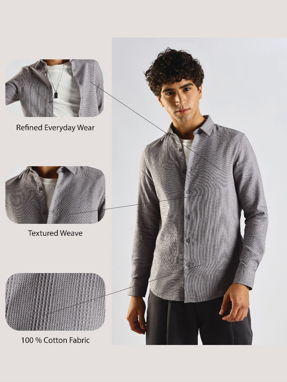 Textured Cotton Shirt Grey