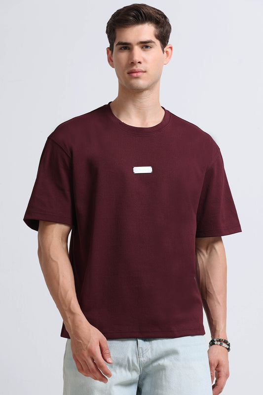 Essential Oversized Crew Neck T-Shirt Maroon