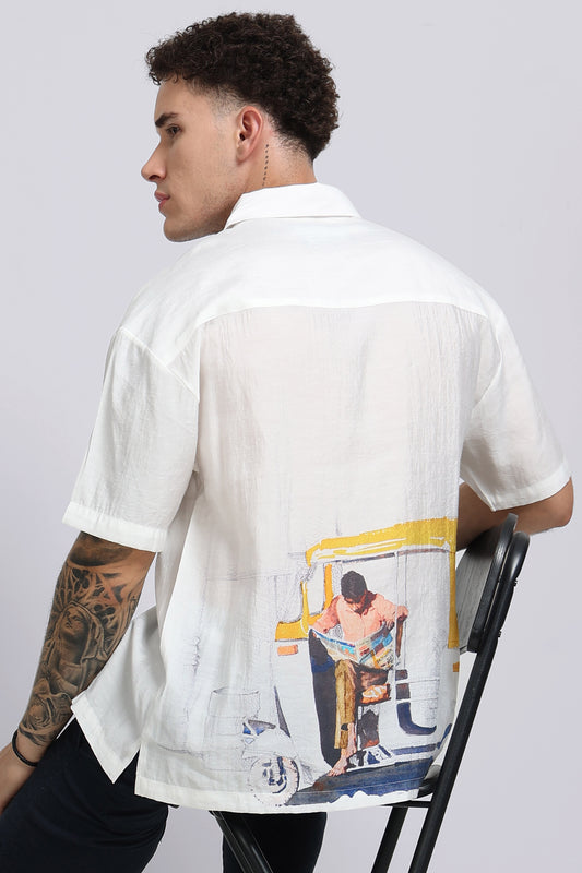 "Catching Up" Oversized Print Shirt