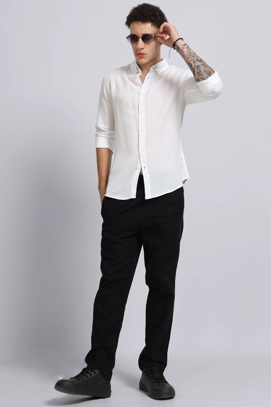 Viscose Linen Slim Fit Shirt White