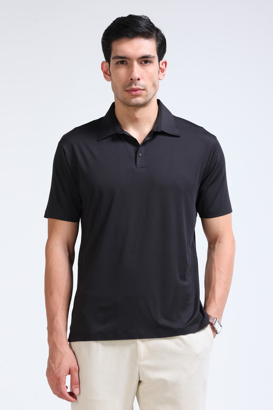 Black Polo T-Shirt - Slim Fit
