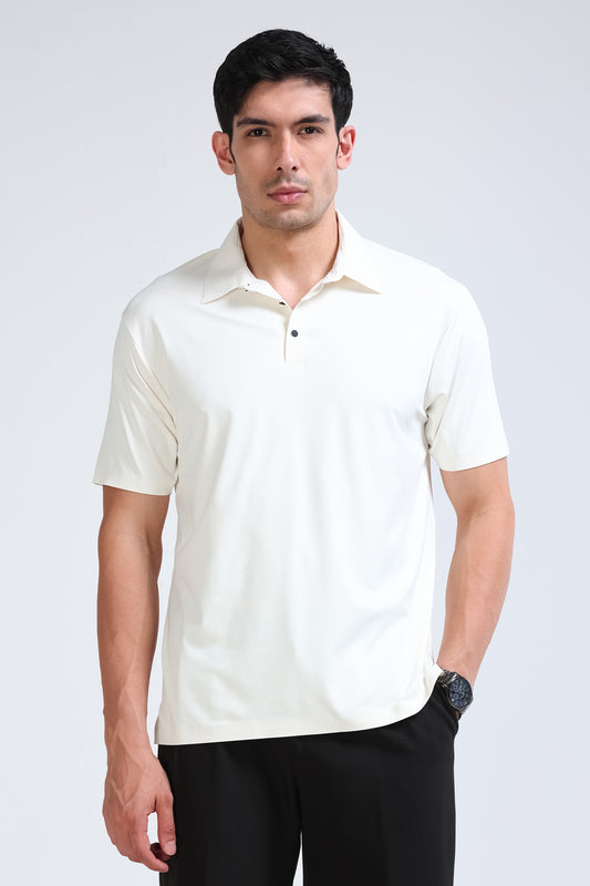 Off White Polo T-Shirt - Slim Fit