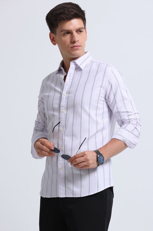 Classic Striped Oxford Cotton Shirt Pink White