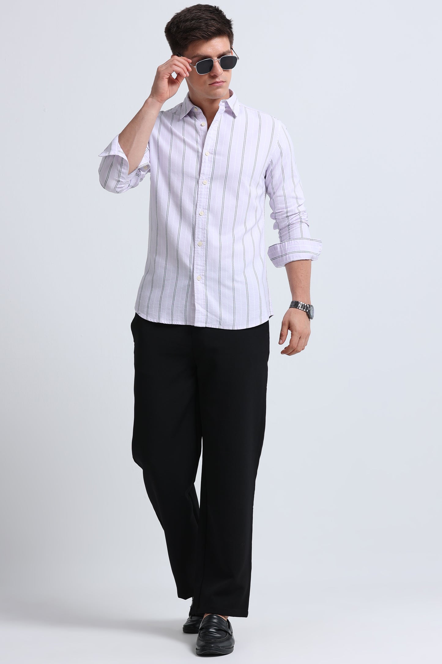 Classic Striped Oxford Cotton Shirt Pink White