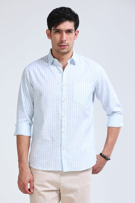 Sky Blue Pinstripe Shirt - Slim Fit