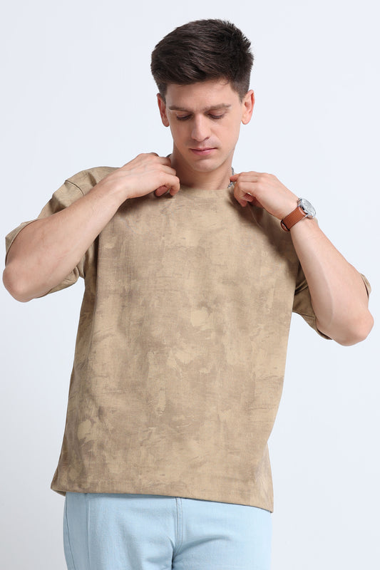 Boxy Fit Oversized Streetwear T-Shirt Beige
