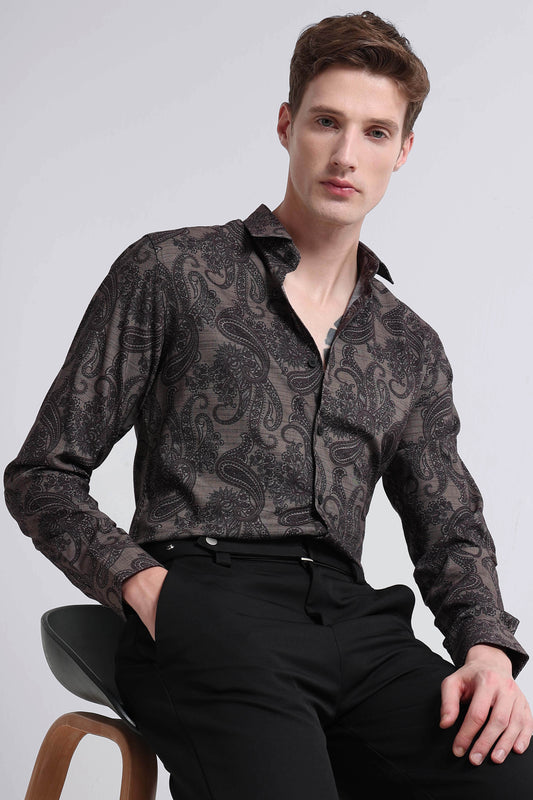 Contemporary Printed Cotton Blend Shirt Lt Green