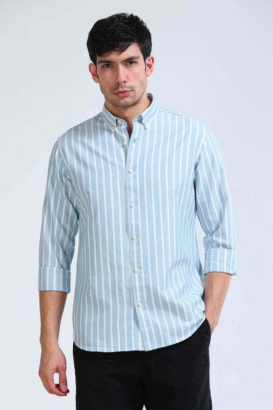 Blue White Striped Shirt - Slim Fit
