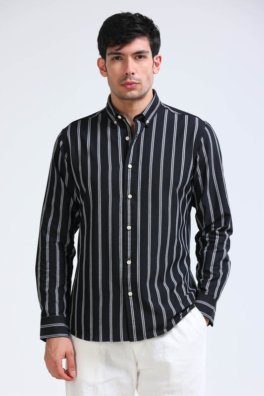 Black Pinstripe Shirt - Slim Fit