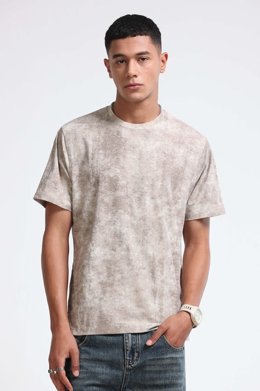 Casual Relaxed Fit Lt Beige T-Shirt