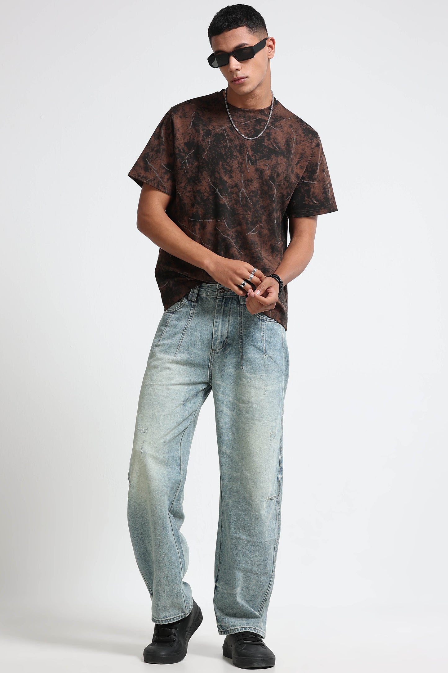 Premium Brown Self Designed T-Shirt