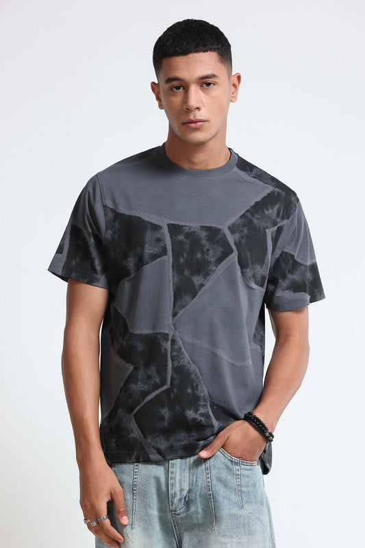 Modern Abstract Print Dk Grey T-Shirt