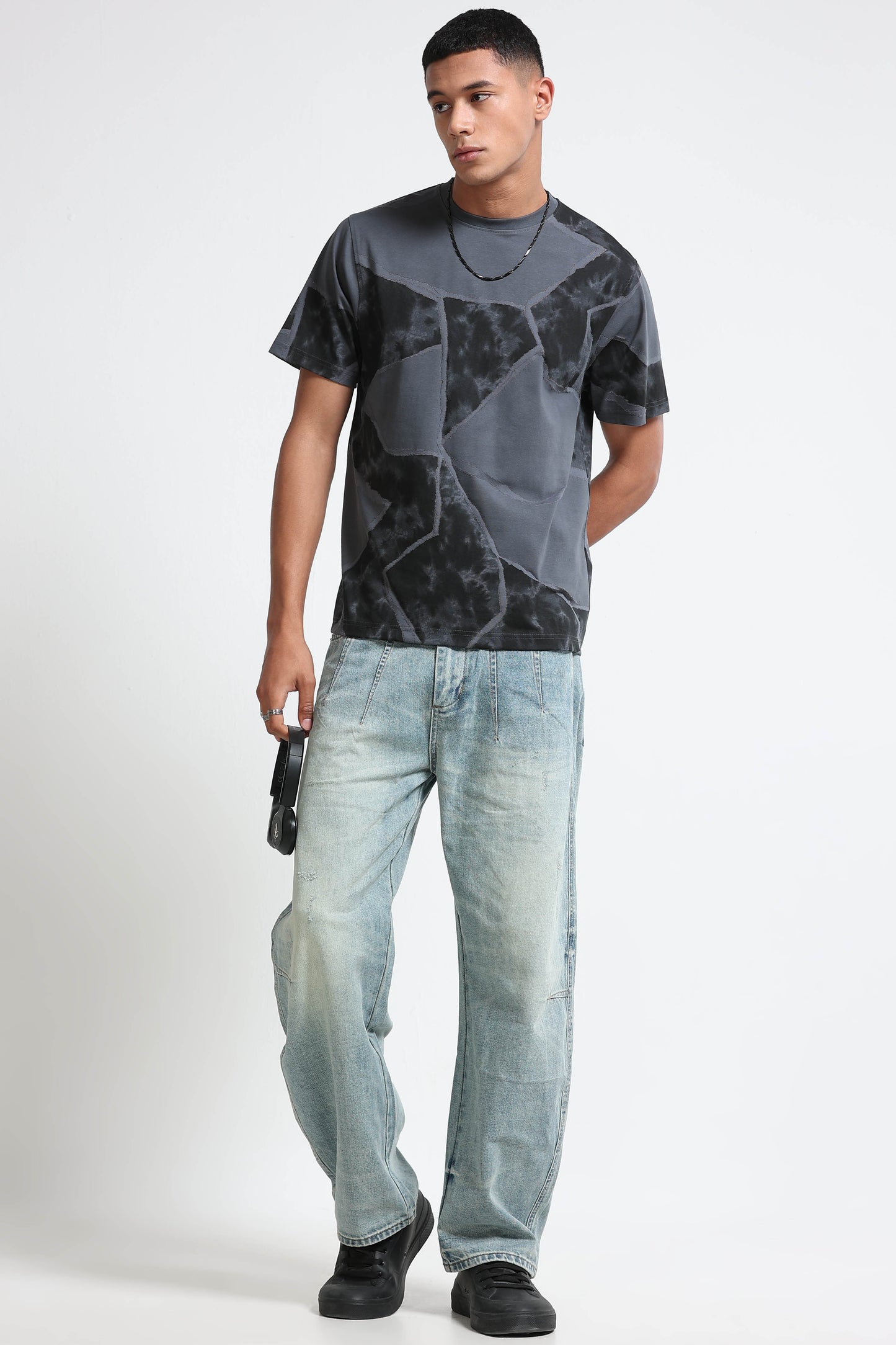 Modern Abstract Print Dk Grey T-Shirt