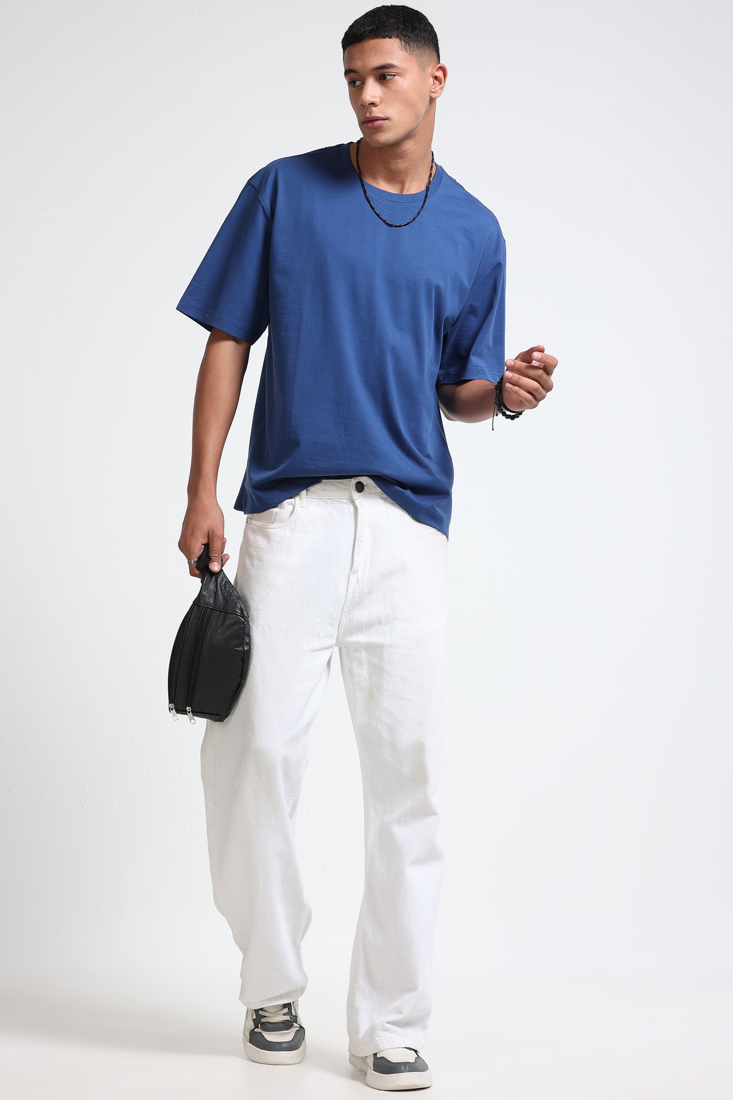 Blue Oversized Crew Neck T-Shirt