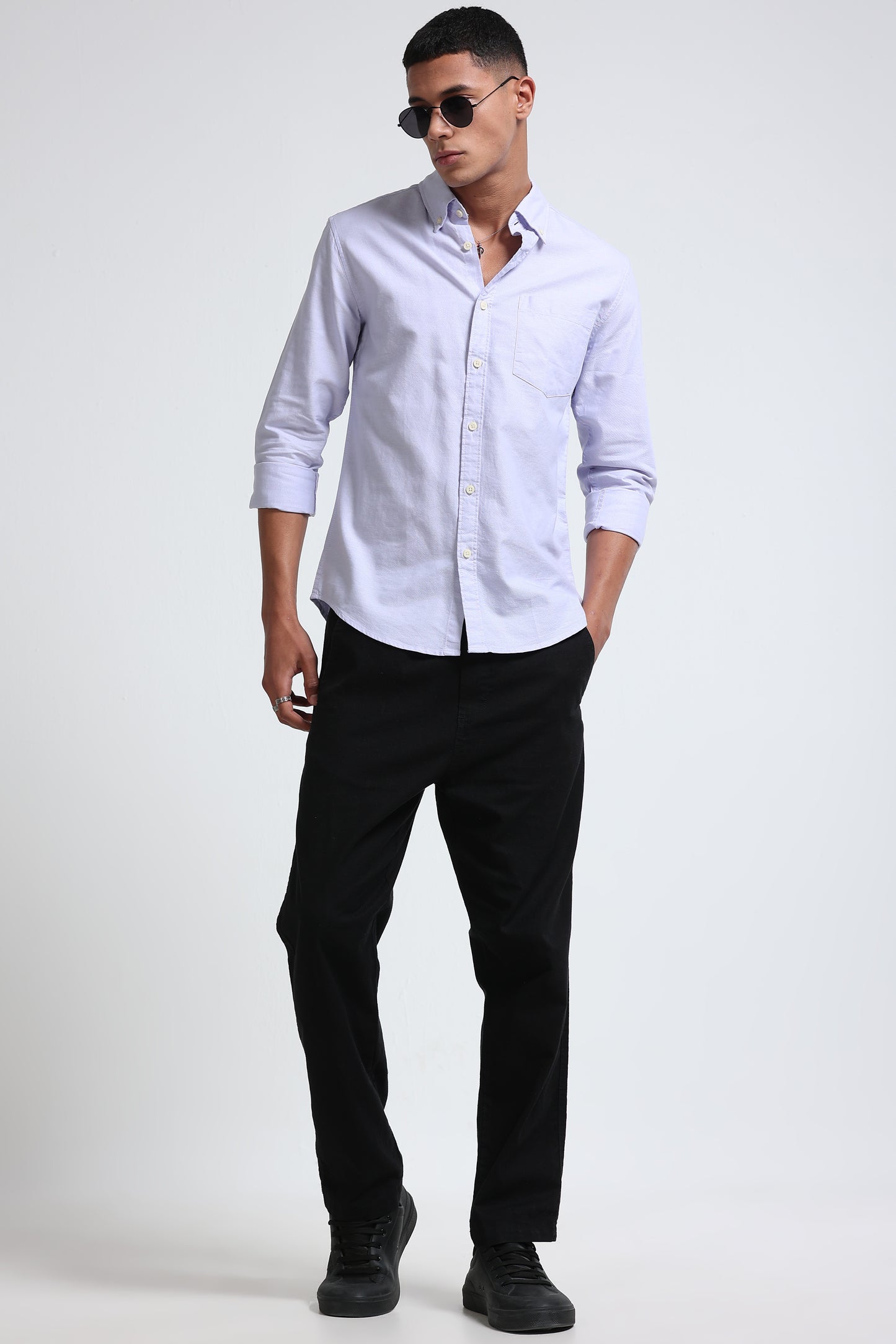 Cotton Oxford Slim Fit Shirt Lavender