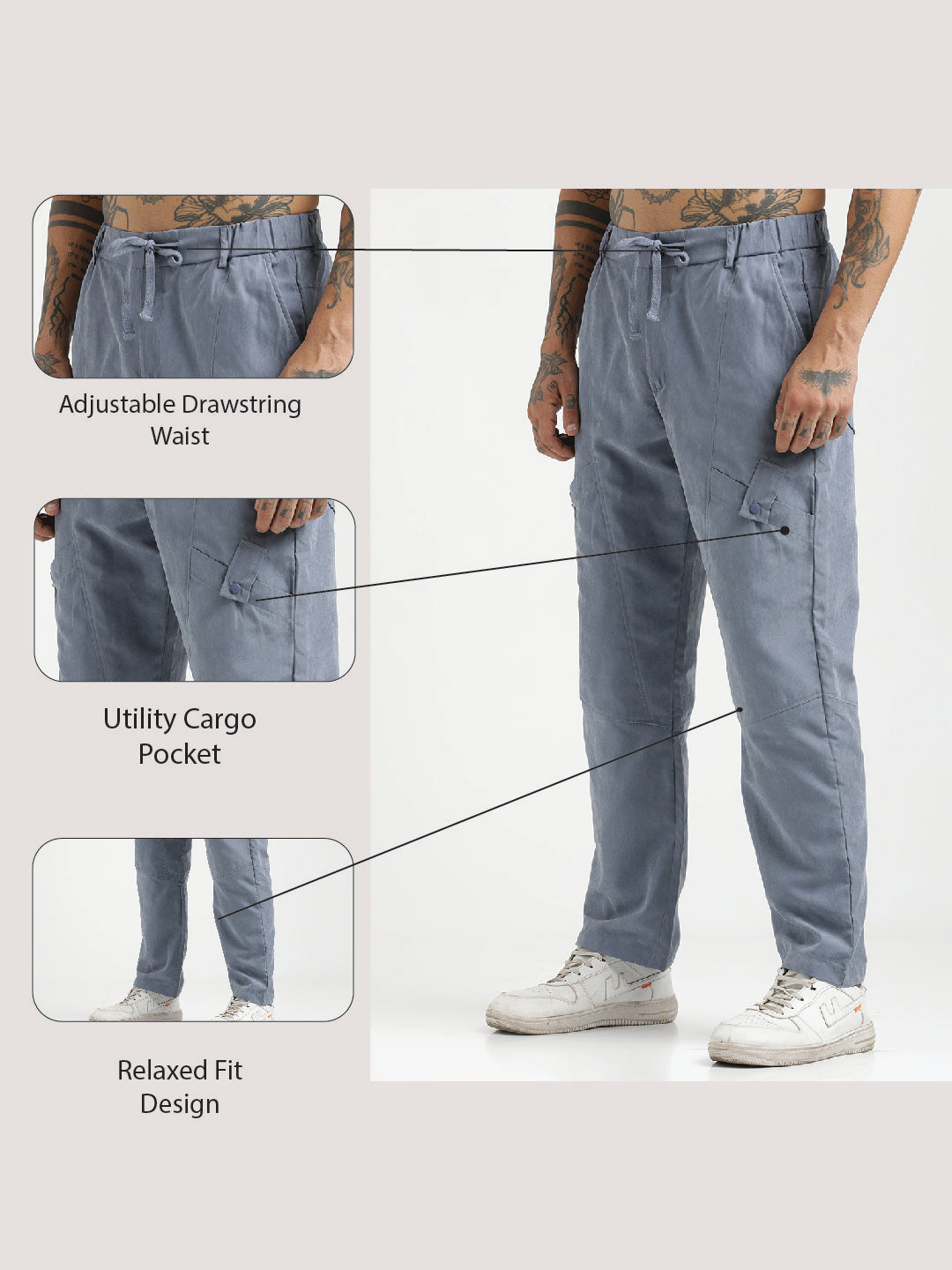 Velvet Cargo Trousers Blue