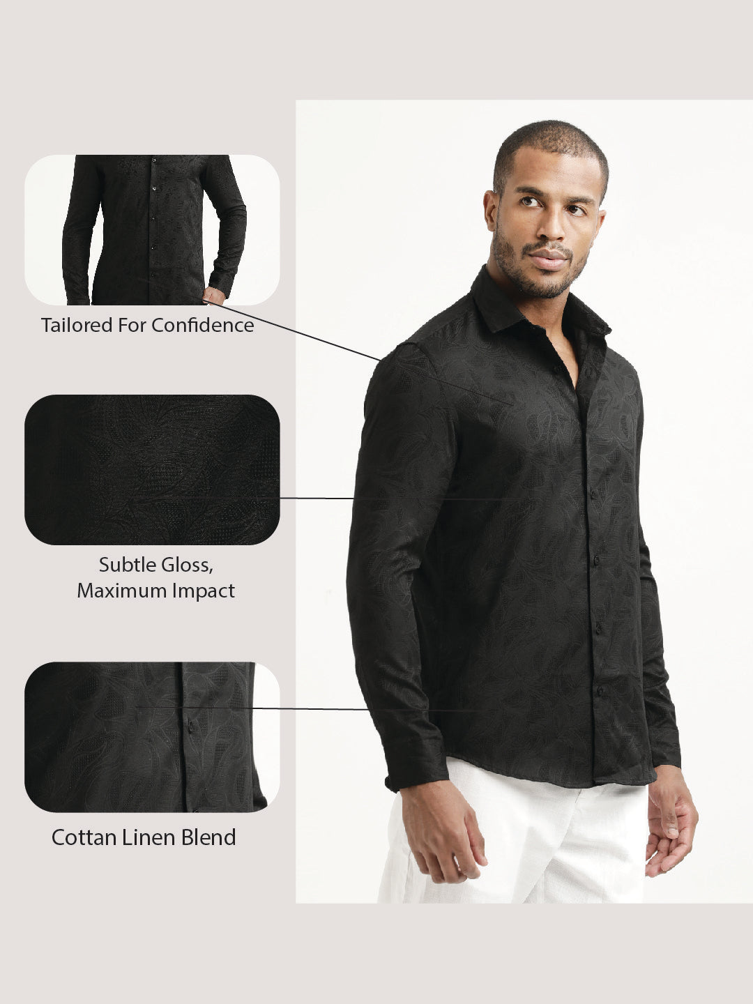 Nylon Self-Design Shirt Black