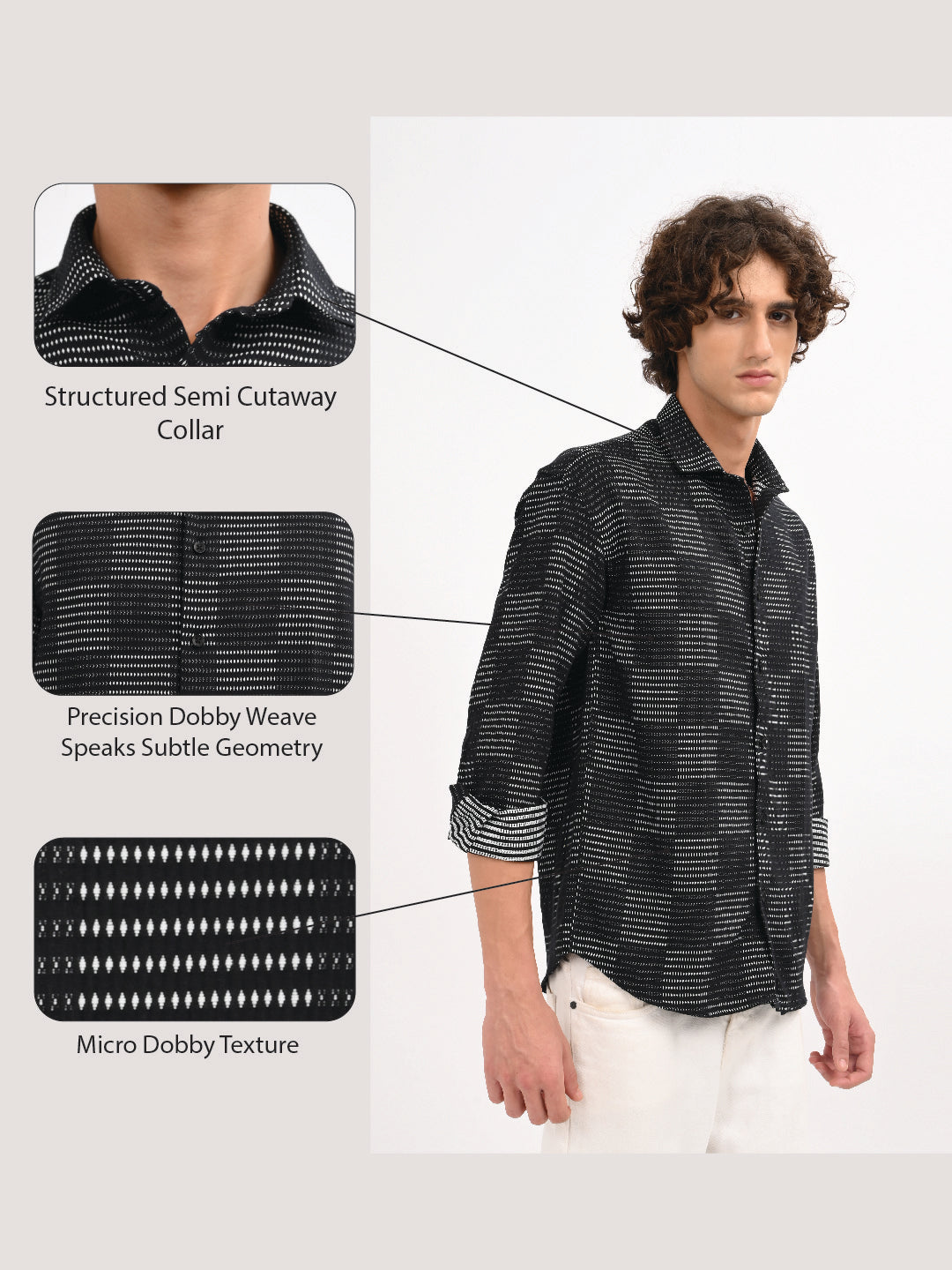 Self-Jacquard Cotton Blend Shirt