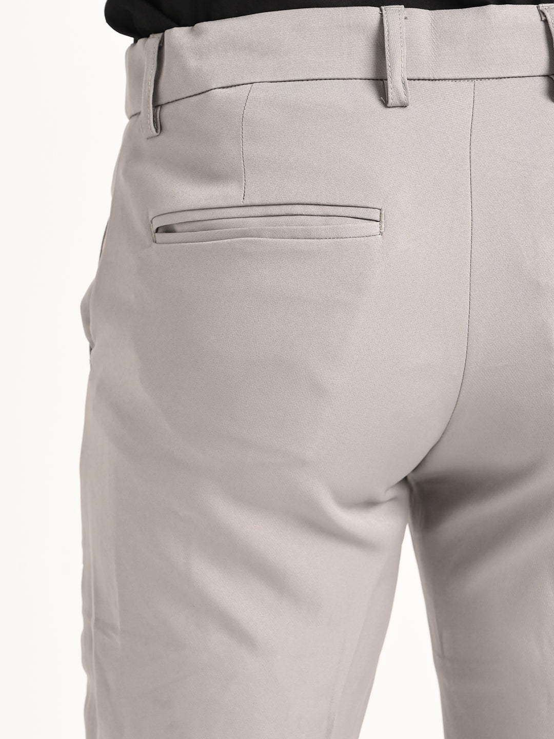 Textured Polyester Trousers Grey