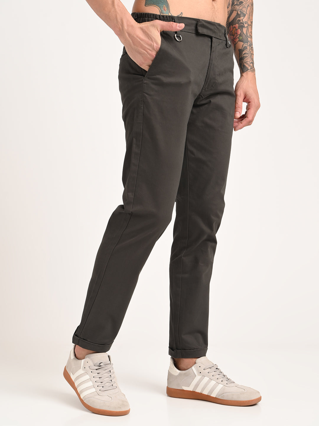 Stretch Trousers with Utility Pockets Khaki
