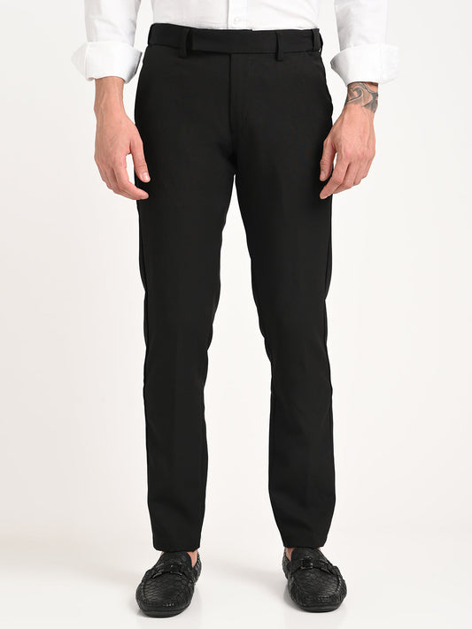 Textured Polyester Trousers Black
