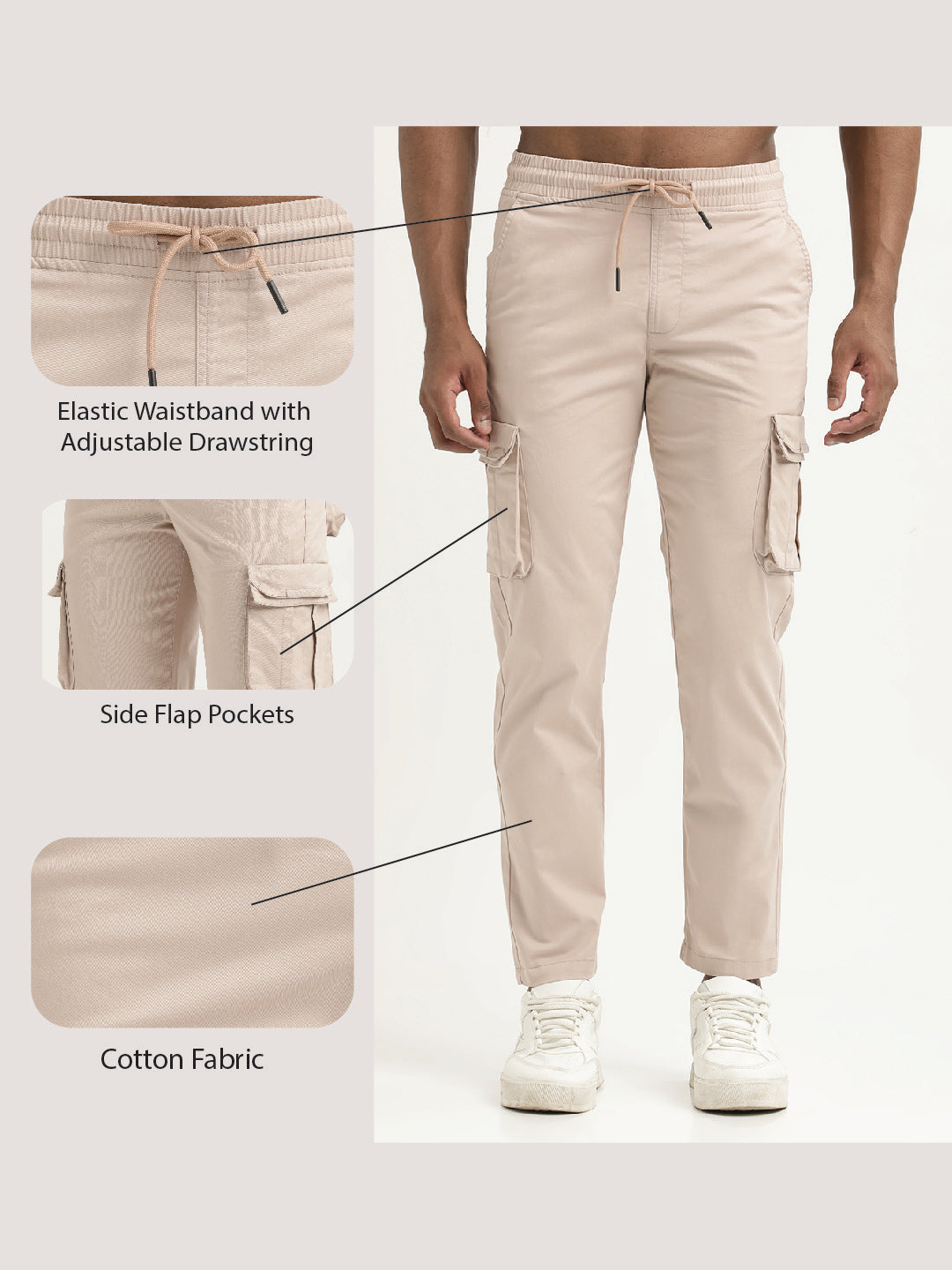 Cotton Cargo Trousers Pink