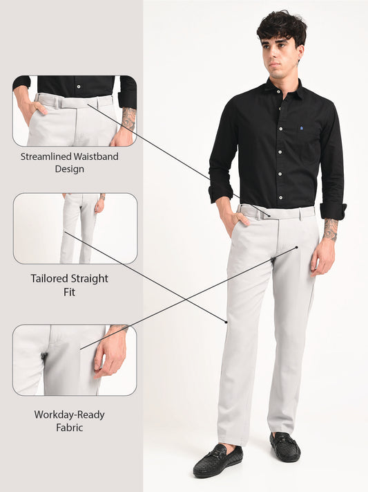 Textured Polyester Trousers Lt Grey