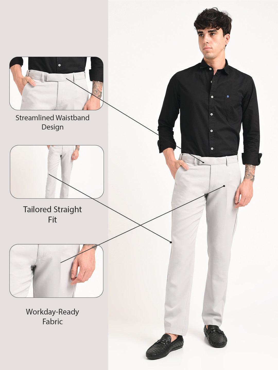 Textured Polyester Trousers Lt Grey