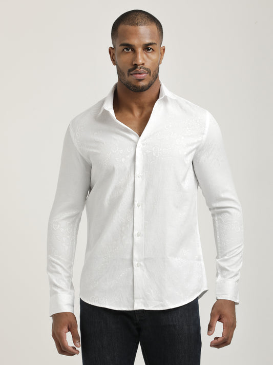 Nylon Self-Design Shirt White