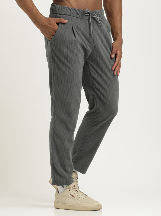 Comfort Fit Corduroy Trousers with Multhi Pockets Grey