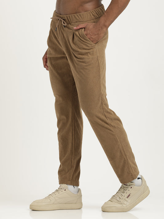 Comfort Fit Corduroy Trousers with Multhi Pockets Khaki