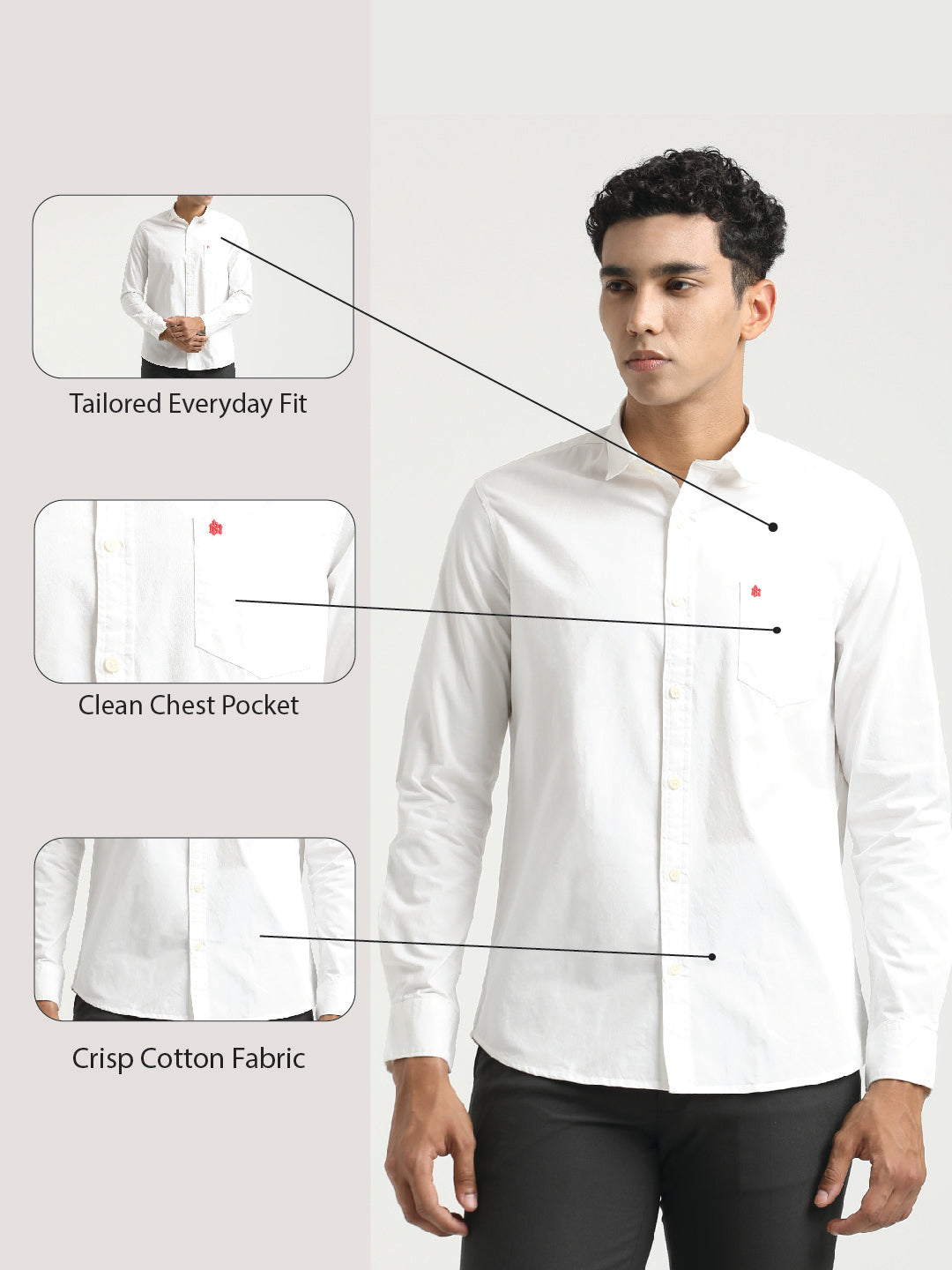 White Cotton Shirt for Men