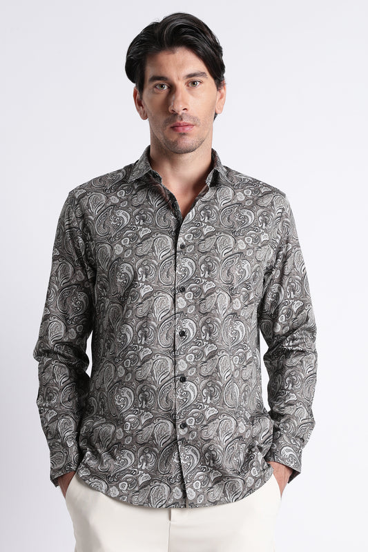 Floral Digital Print Shirt Olive