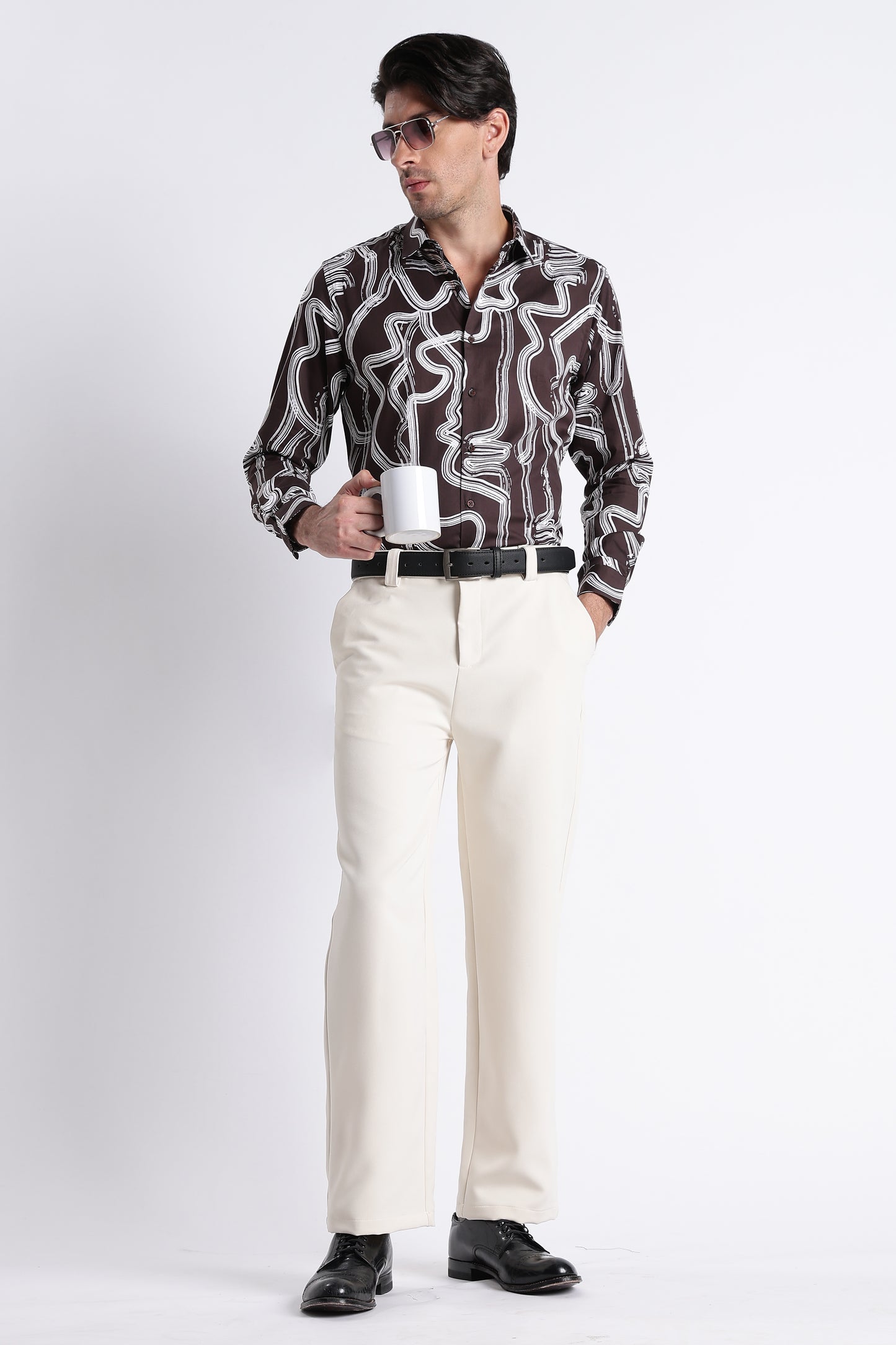 Floral Digital Print Shirt Dk Brown
