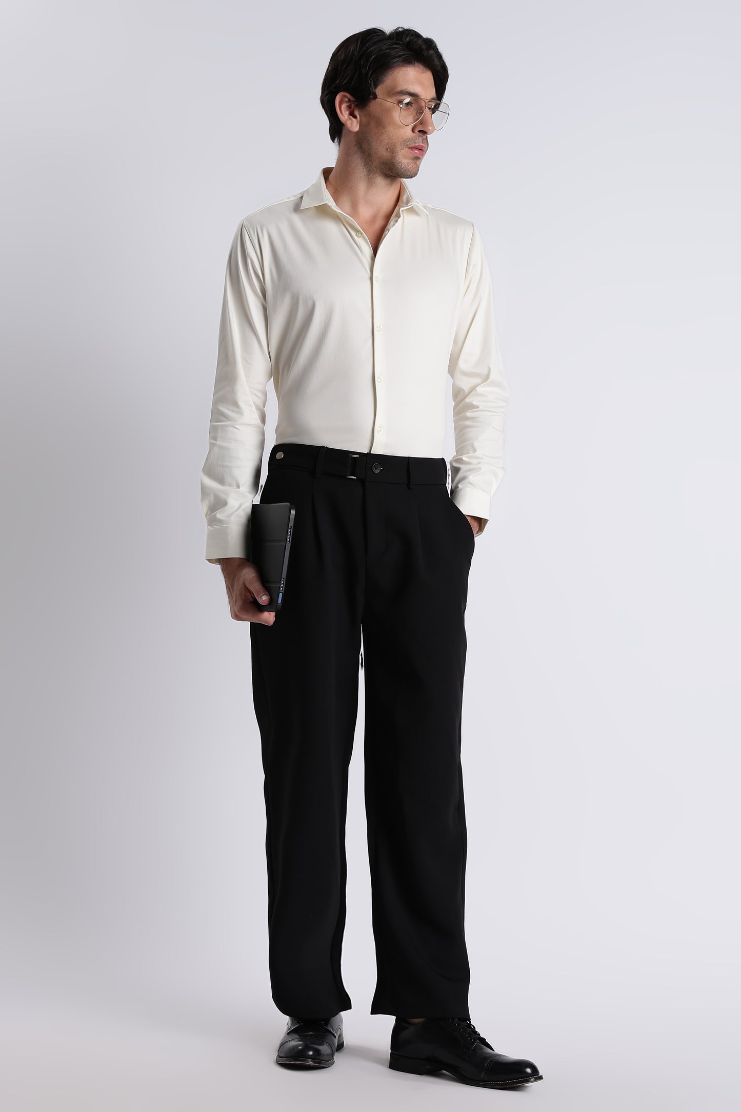 Refined Satin Finish Slim Fit Shirt Off White