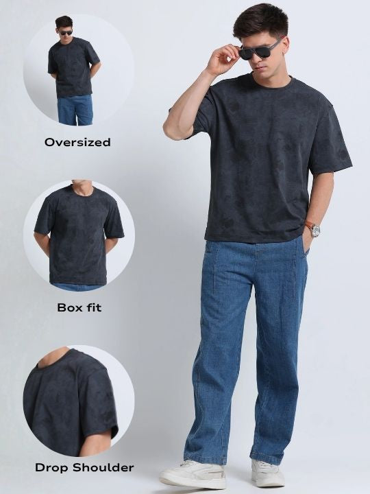 Boxy Fit Oversized Streetwear T-Shirt Dk Grey