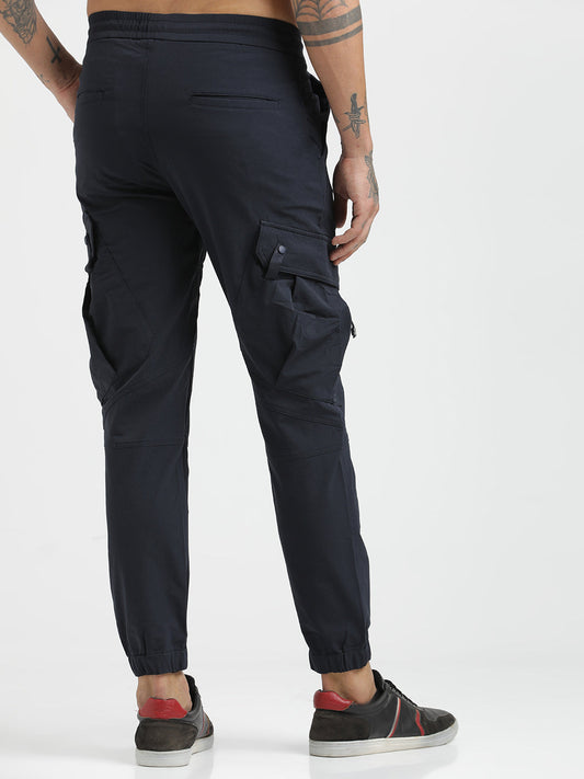 Utility Trousers with Elastic Edges Navy