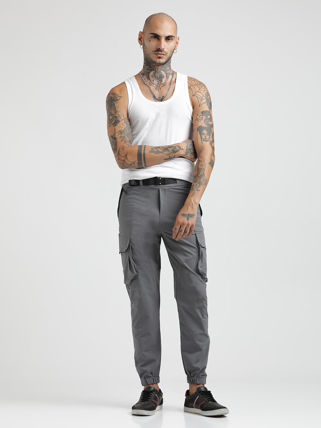 Cargo Joggers with Multi-Pocket Design Grey