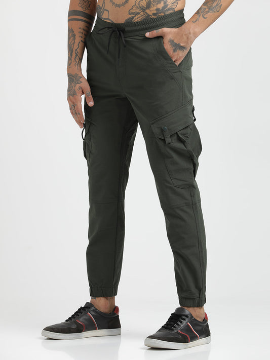 Utility Trousers with Elastic Edges Green