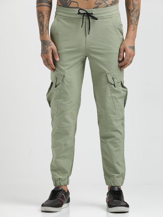 Utility Trousers with Elastic Edges Lt green